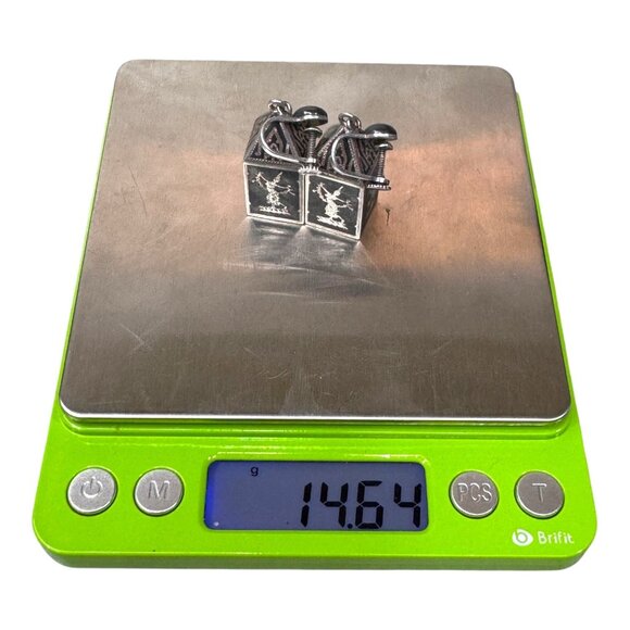 Vintage Sterling Earrings 925 Silver Siam Niello Balinese Dancer Screw Back - Picture 5 of 7